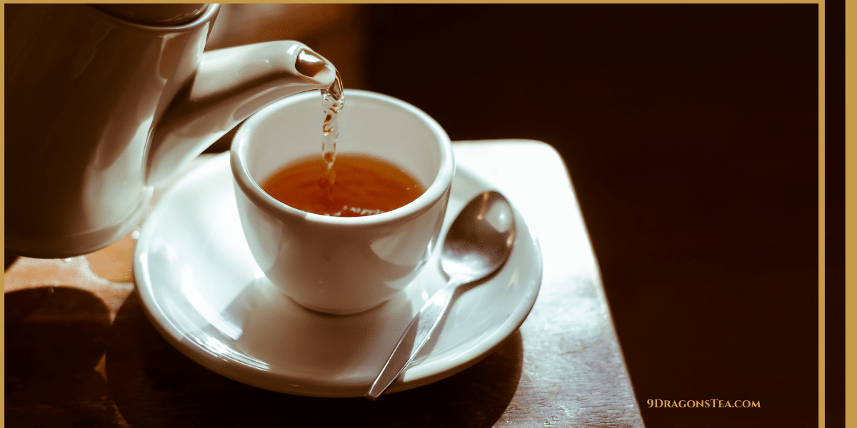 black tea poured into teacup