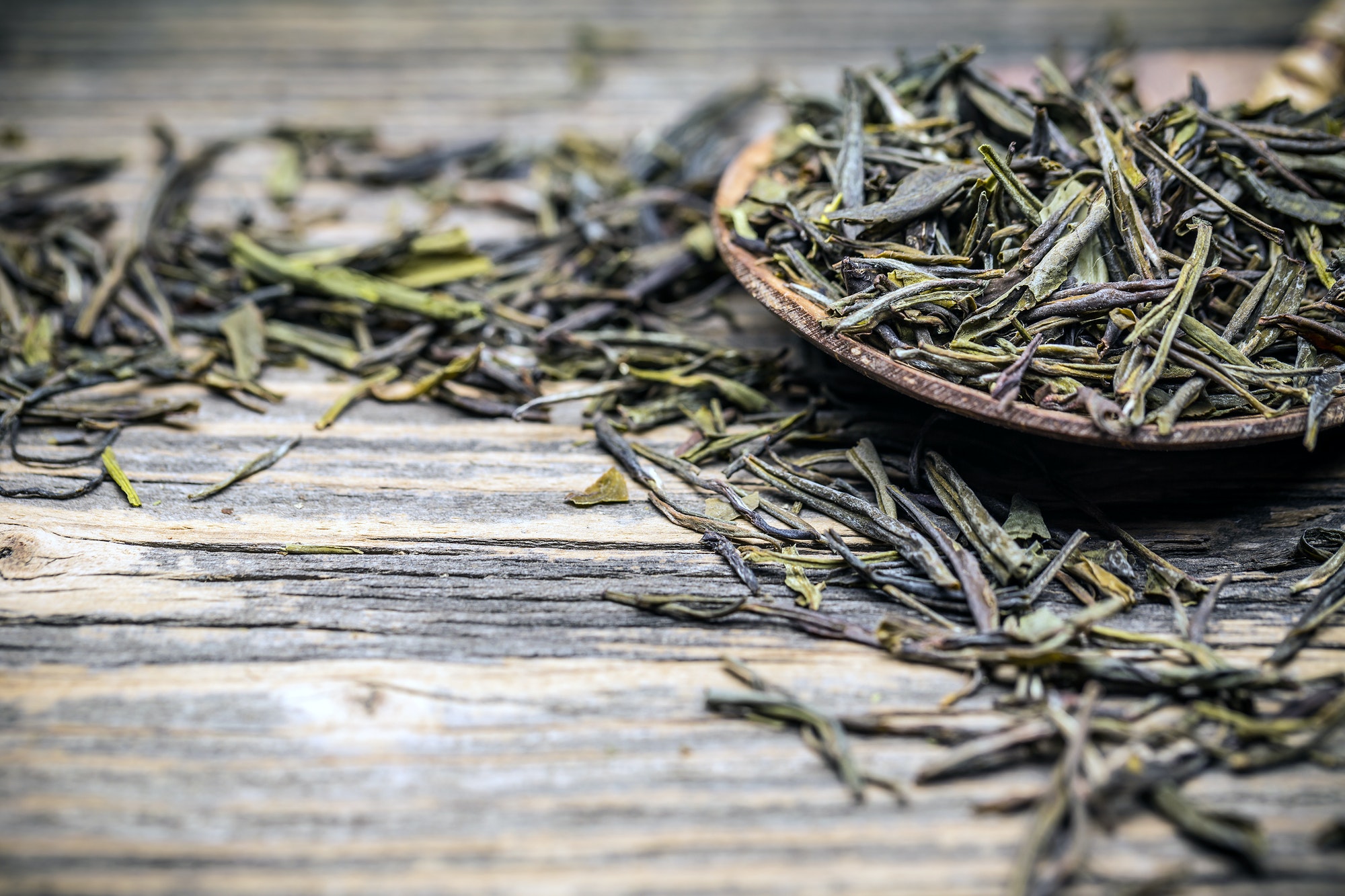 tea around the round-green tea loose leaves